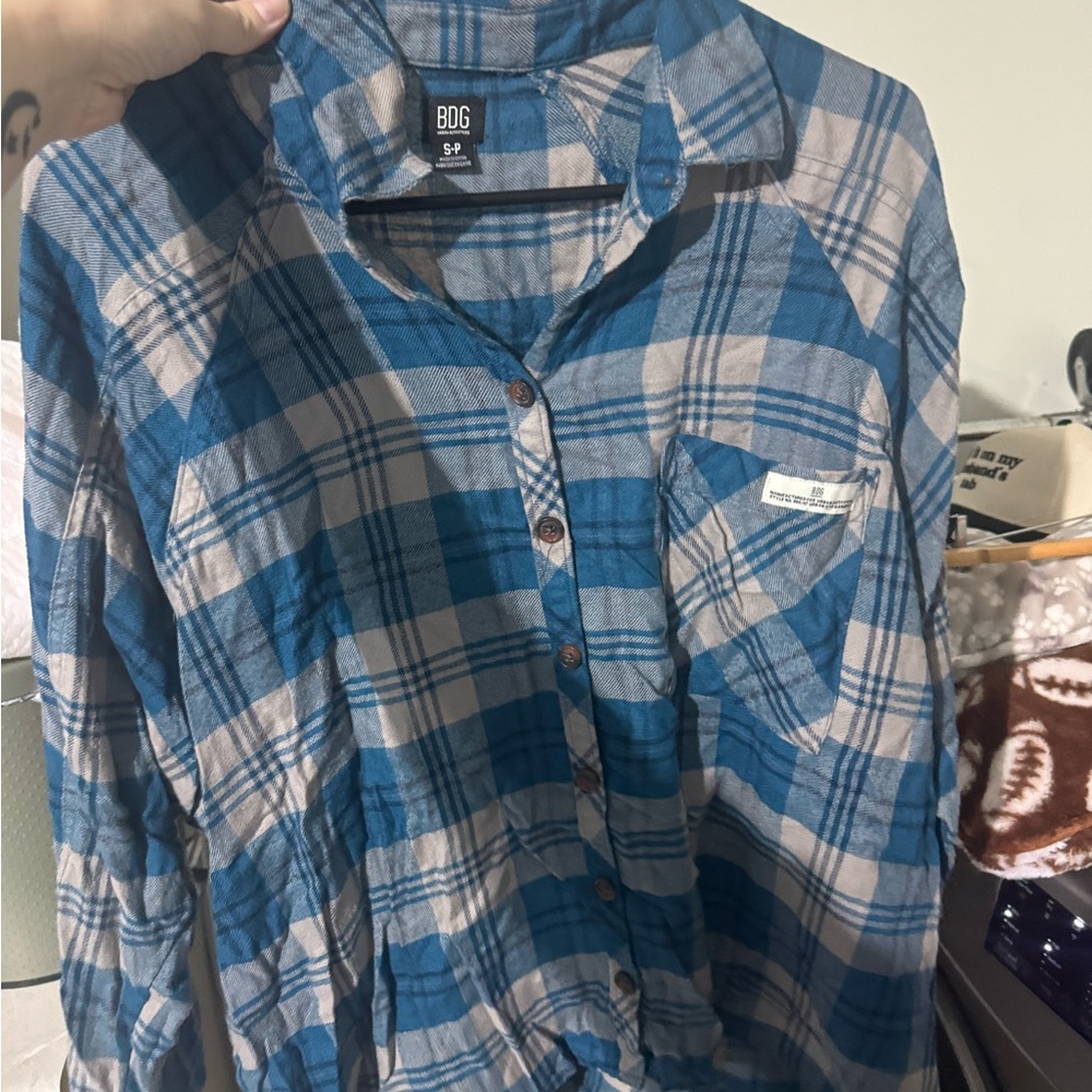 Urban Outfitters BDG Blue and White Plaid Shirt